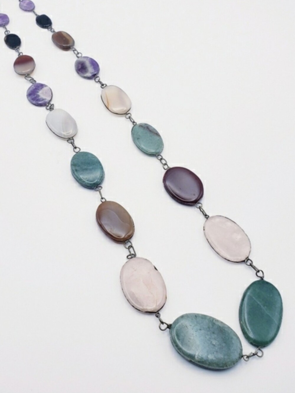 Multi-Color Gemstone Link Necklace